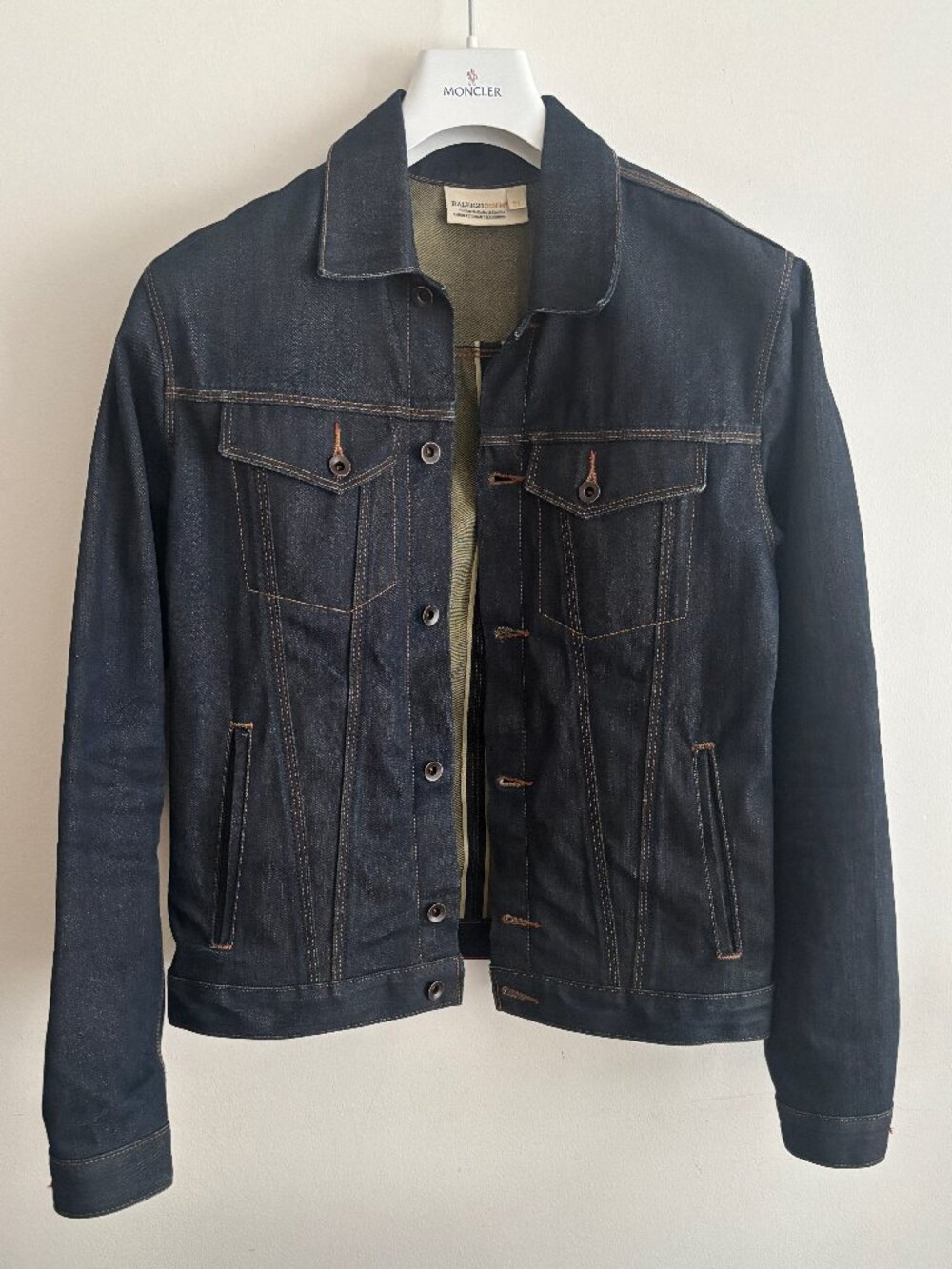 $800 Raleigh USA Cone Mills White Oak Blue/ Indigo Raw Denim Jacket- Small - Picture 5 of 12